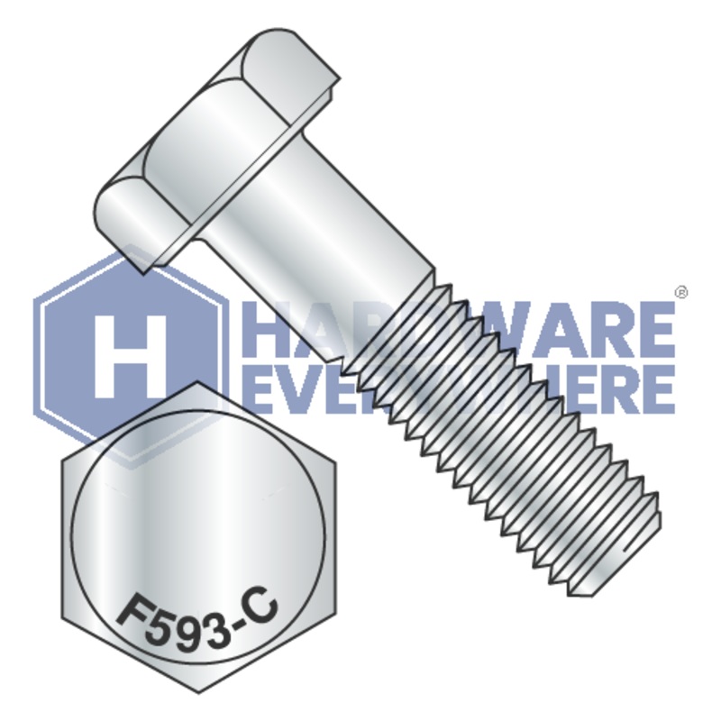1/2-13 x 3 1/4 HEX CAP SCREWS / 18-8 Stainless Steel / Plain