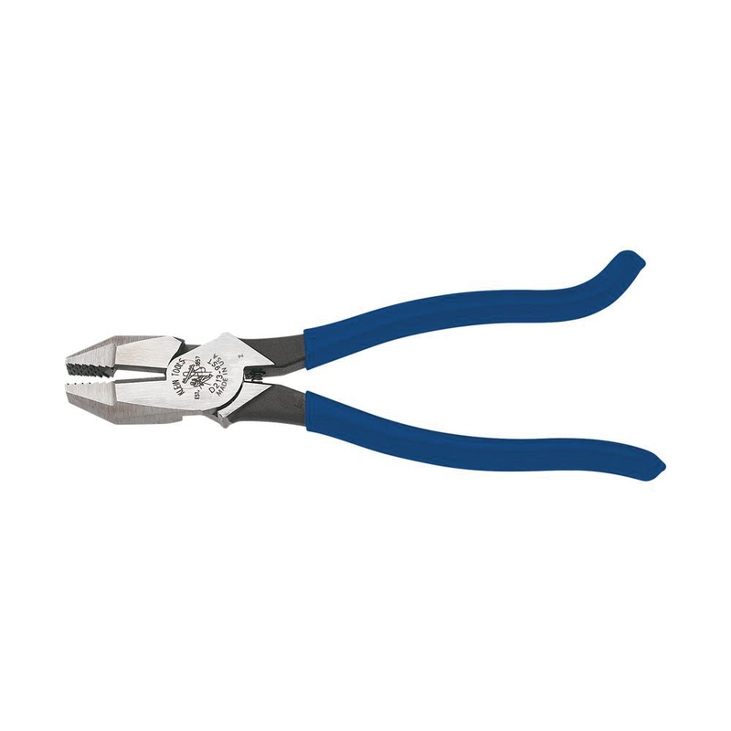 KLEIN TOOLS D213-9ST Ironworker Plier, 9-3/8 in OAL, 1-1/4 in W Jaw, 1-19/32 in L Jaw, Hook Bend Handle, Knurled Jaw