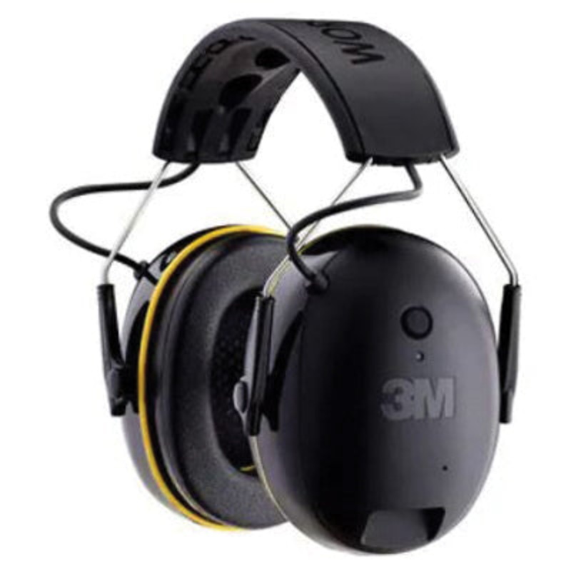 3M 076308-91326 Wireless Hearing Protector With Bluetooth Technology, 24 dB NRR, Black Ear Cup, Black/Yellow Headband