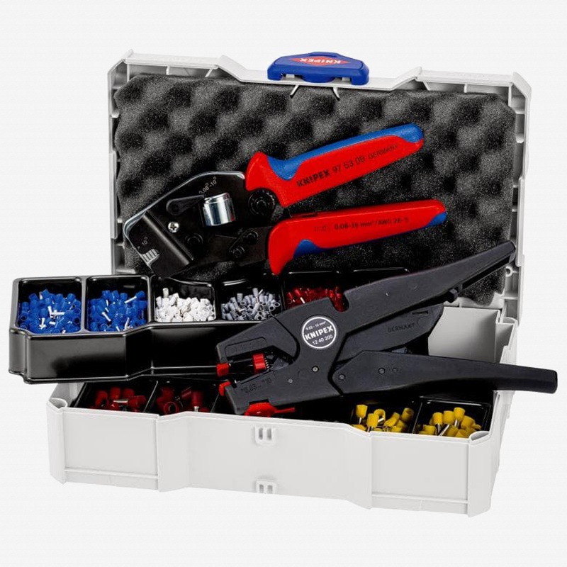 Knipex Crimp Assortment Set for Wire Ferrules with Crimping Pliers and Self Adjusting Strippers