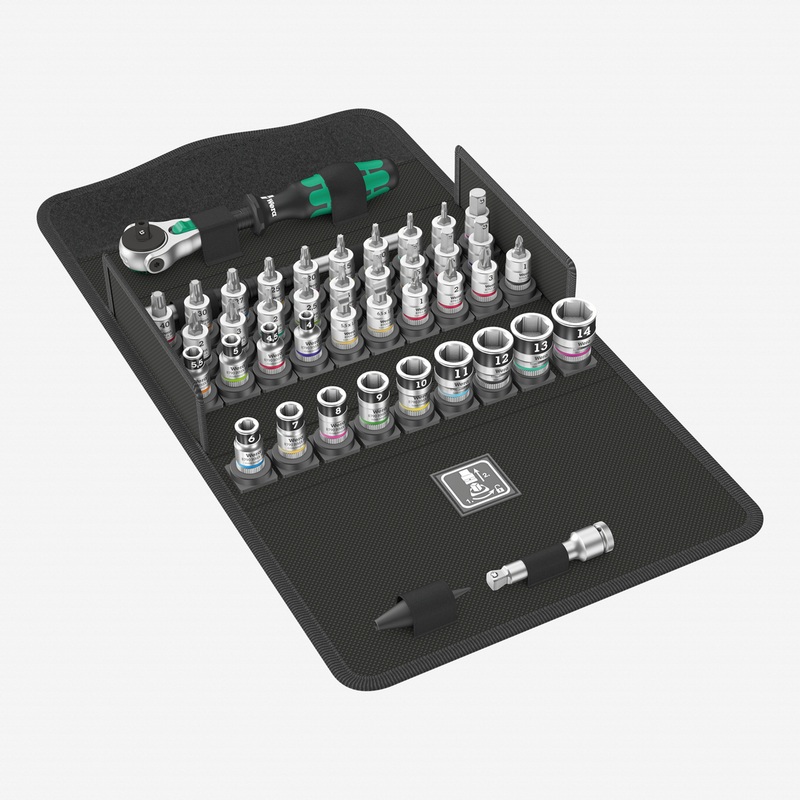 Wera 003755 8100 SA All-in Zyklop Speed Ratchet Set, 1/4" Drive with Holding Function - Metric