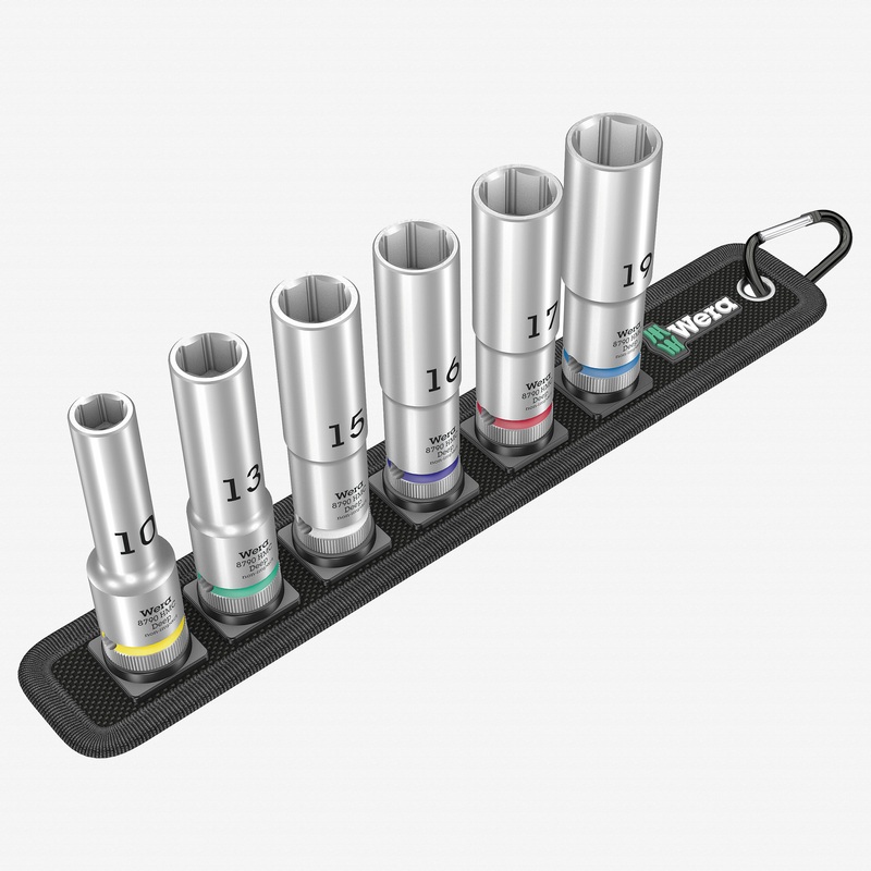 Wera 004565 Belt C 1/2" Deep Metric Socket Set on Belt, 6 Pieces