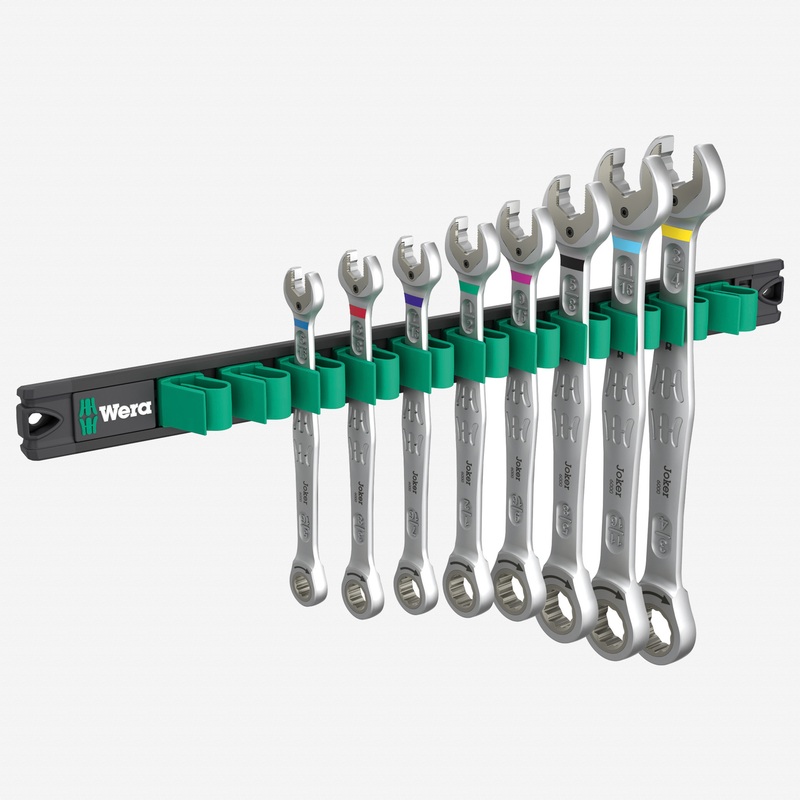 Wera 020016 9632 Magnetic Rail 6000 Joker Imperial 1 Ring Ratchet Spanner Set, 8 Pieces