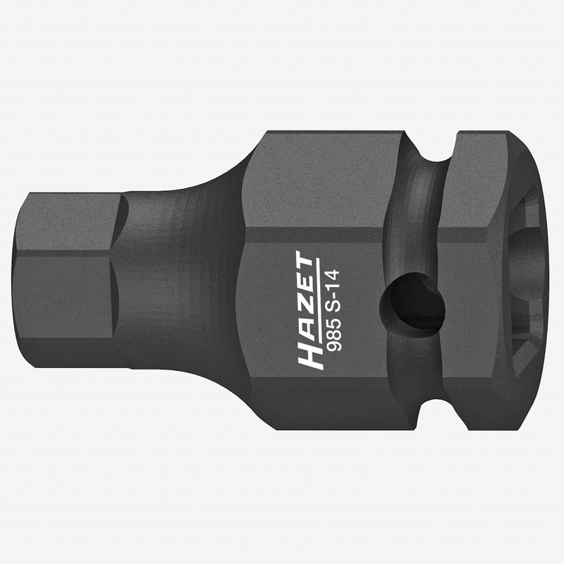 Hazet 985S-14 14 mm Inside Hex Impact Socket, 1/2" Drive, 24 mm Outside Hex Drive, 45 mm