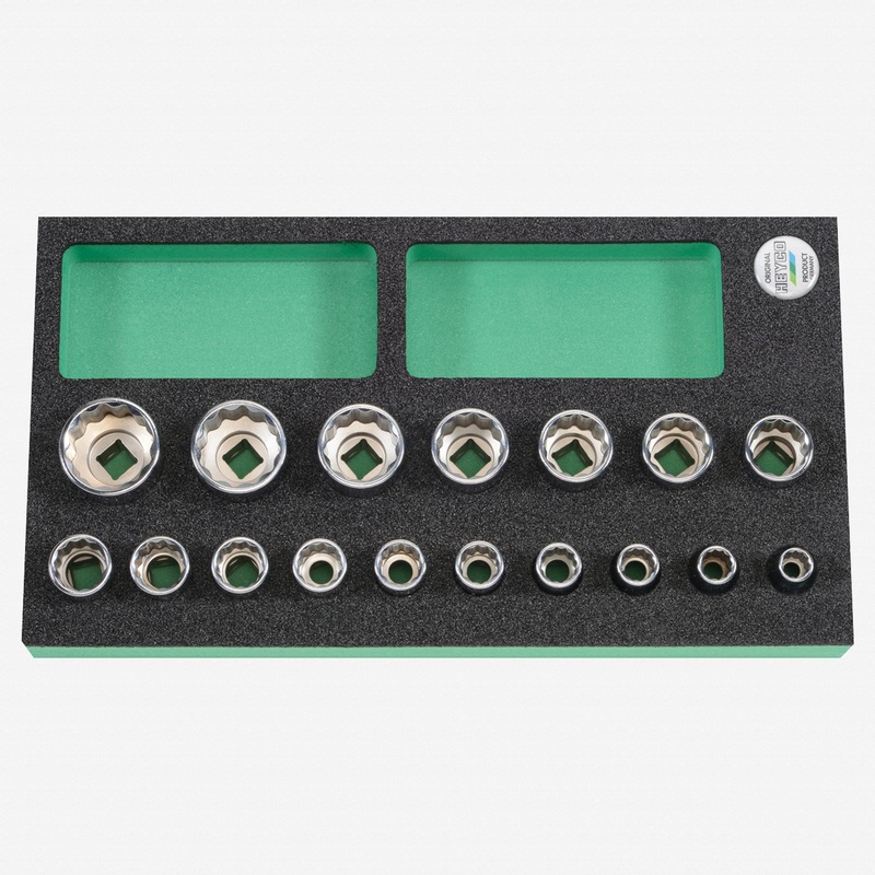Heyco Metric 1/2" Drive 12-point Socket Set, 17 Pieces