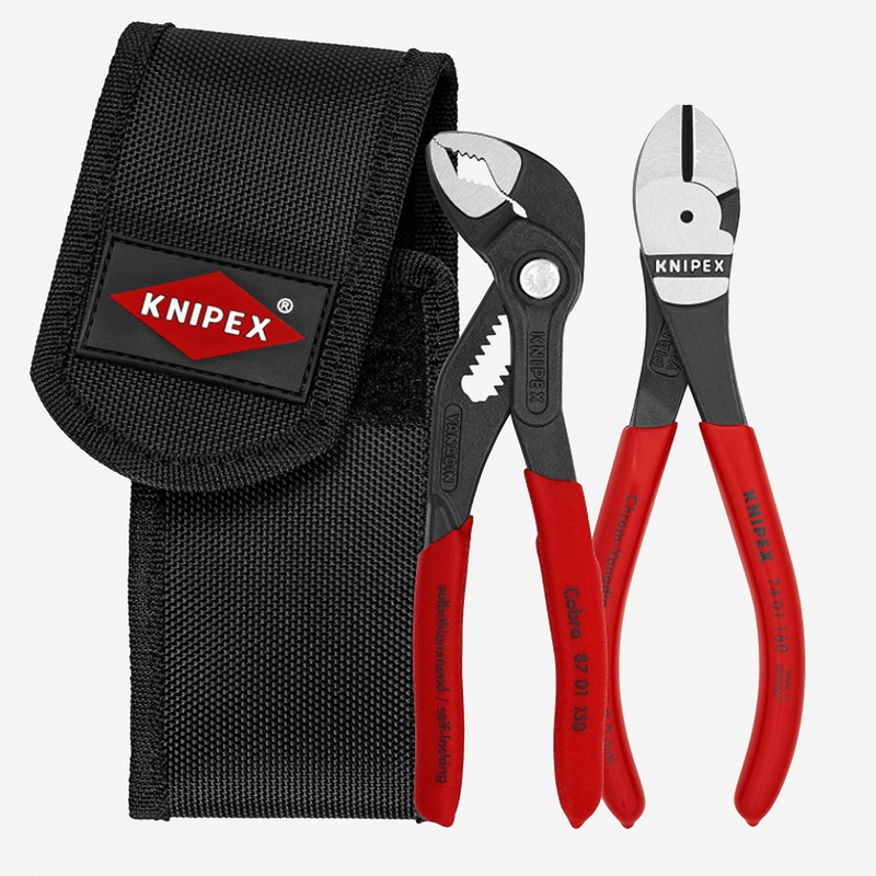 Knipex Mini Pliers Belt Pouch Set, 2 Pieces - Cobra and Diagonal Cutters