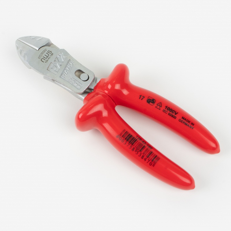 NWS 7" Heavy Duty Lever Side Cutter FantasticoPlus 1000V - Matte Chromium - Plastic Grip