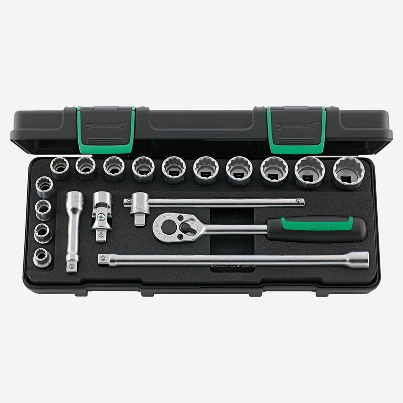 Stahlwille 45/14/5i Socket Set, 3/8" Drive, Metric, 8-22mm, 12-Point, 19 Pieces