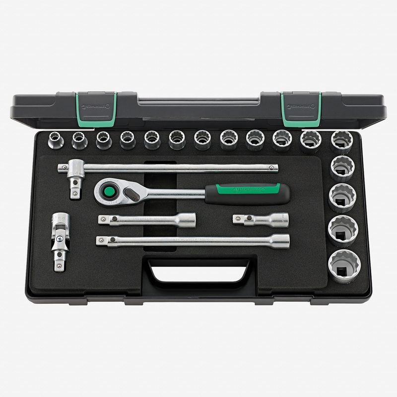 Stahlwille 50/16/6QR Socket Set, 1/2" Drive, Metric, 10-32mm, 22 Pieces