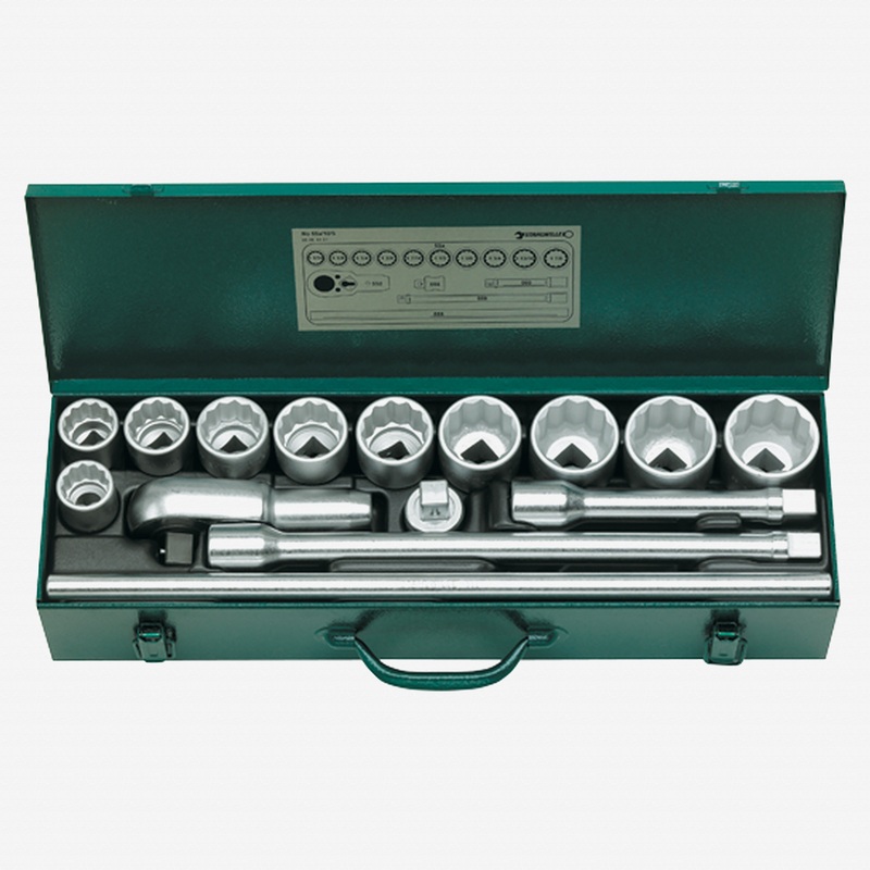 Stahlwille 55a/10/5 Socket Set, 3/4" Drive, SAE, 1 1/16 - 1 7/8, 12-Point, 15 Pieces