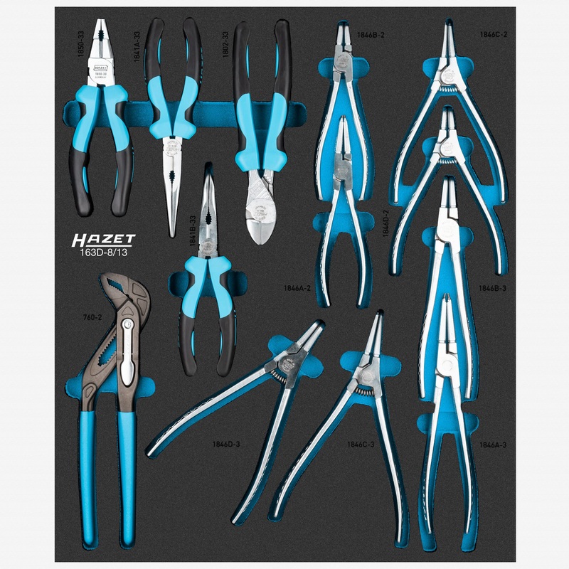 Hazet 163D-8/13 Pliers Set in Foam Tray, 13 Pieces