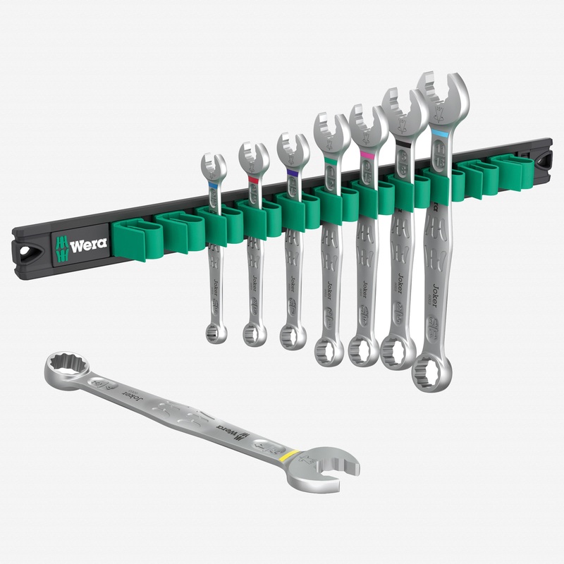 Wera 020235 9642 Magnetic Rail 6003 Joker Imperial 1 Ring Spanner Set, 8 Pieces