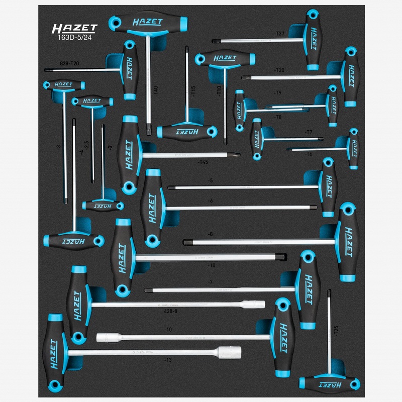 Hazet 163D-5/24 T-Handle Set in Foam Tray, 24 Pieces