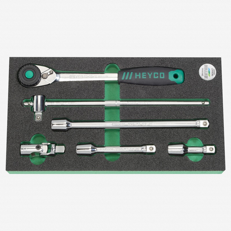 Heyco Ratchet and Accessory Set, 1/2" Drive, 6 Pieces