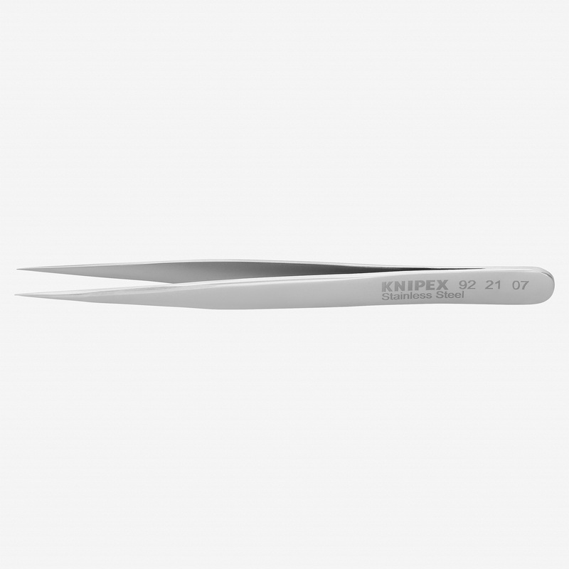Knipex Stainless Steel Gripping Tweezers, Needle-Point Tips, 4.5"