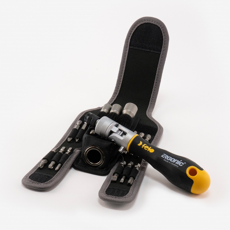 Felo Ergonic K Handle Ratcheting Screwdriver Pouch Set, 16 Pieces