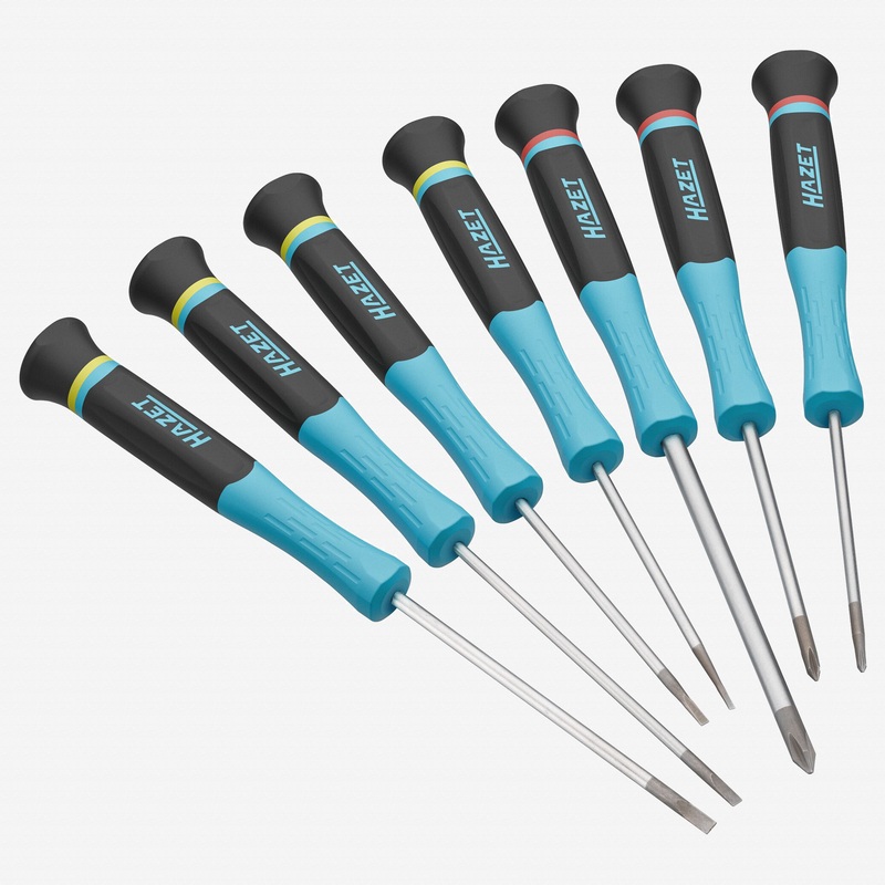 Hazet 811EL/7 Slotted and Phillips Electronic Precision Screwdriver Set with 3K Handles, 7 Pieces