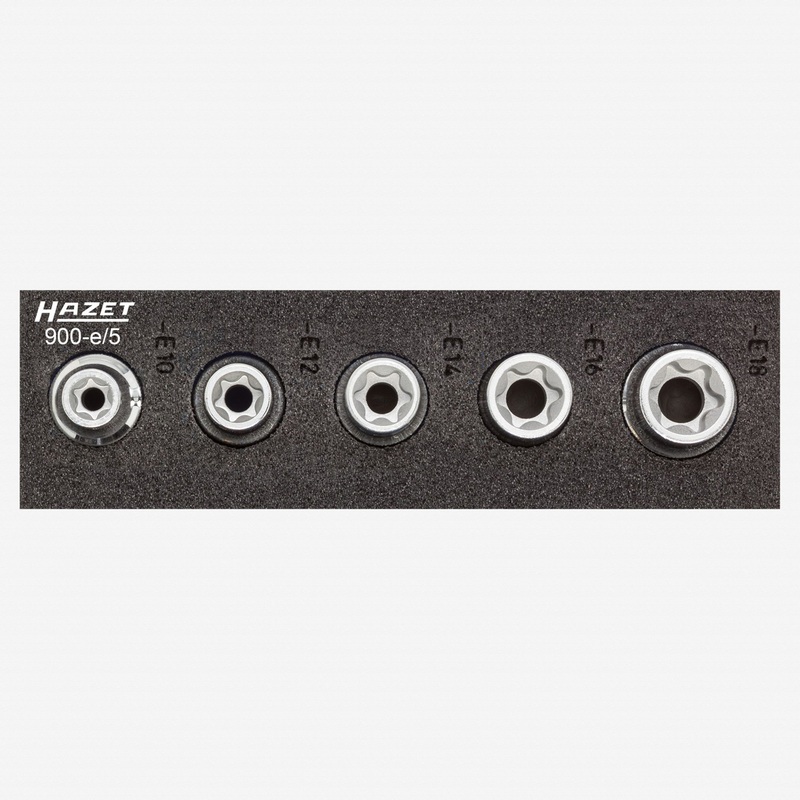 Hazet 900-E/5 External Torx Socket Set, 1/2" Drive, 5 Pieces