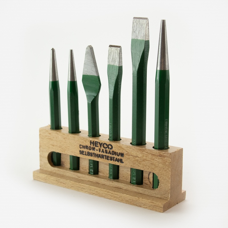 Heyco Chisel and Punch Set in Wooden Stand, 6 Pieces