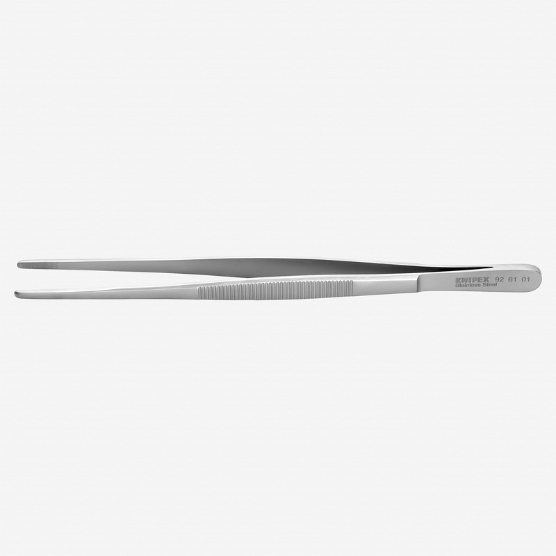 Knipex Stainless Steel Gripping Tweezers, Blunt Tips, 8"