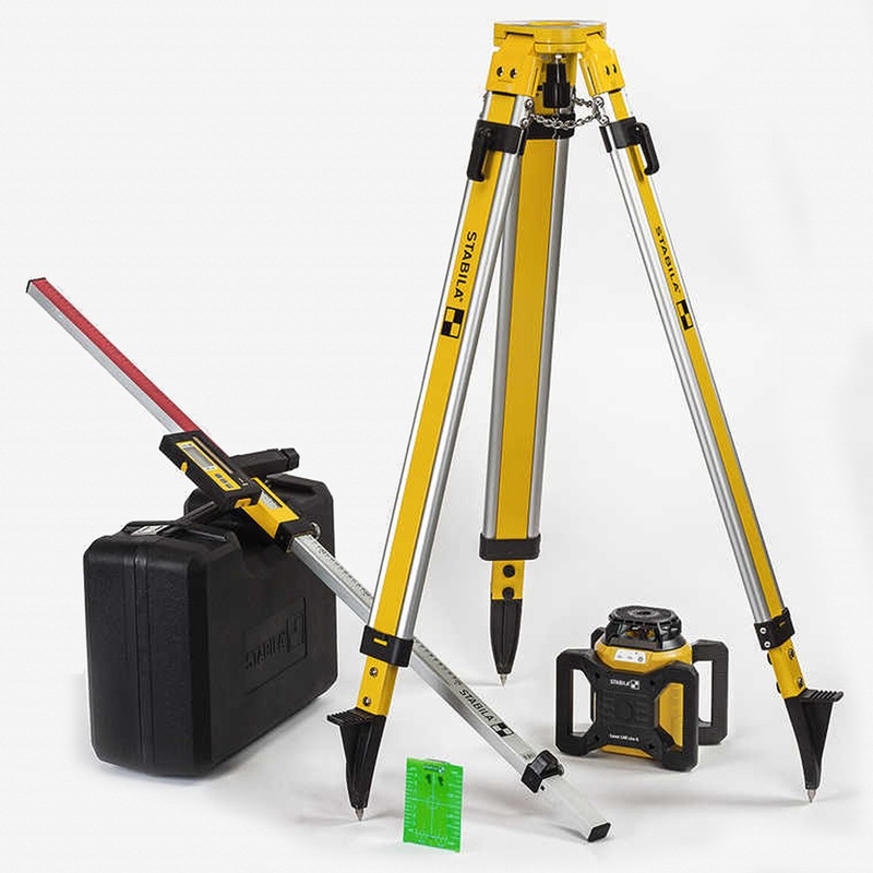 Stabila LAR 160G Rotary Laser Kit with Tripod and Grade Rod, 6 Pieces