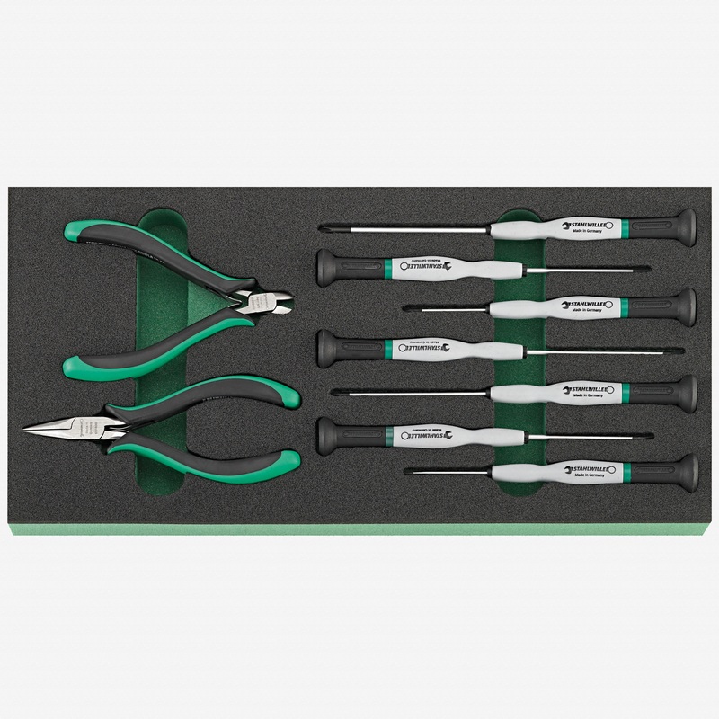 Stahlwille TCS 7 821/9 Electronics Screwdriver and Pliers Set in Foam Inlay, 10 Pieces