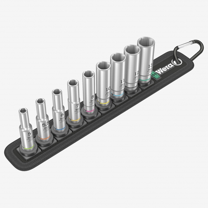 Wera 004525 Belt A 1/4" Deep Metric Socket Set on Belt, 9 Pieces