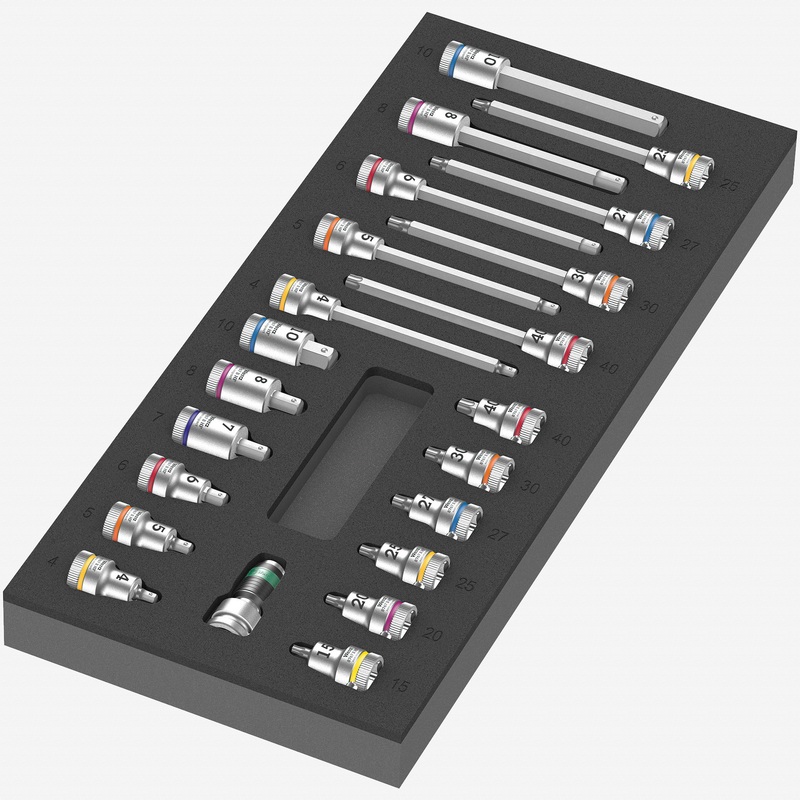 Wera 150113 Foam Insert Zyklop B 3/8" Bit Socket Set 1, 22 Pieces