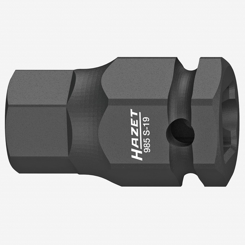 Hazet 985S-19 19 mm Inside Hex Impact Socket, 1/2" Drive, 24 mm Outside Hex Drive, 45 mm