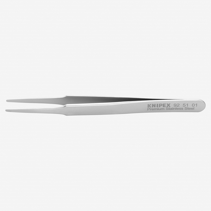 Knipex Stainless Steel Gripping Tweezers, Round Blunt Tips, 4.75"