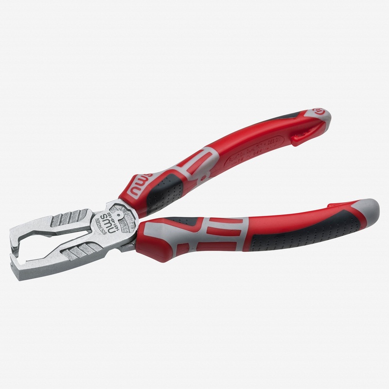 NWS 7" Multifunctional Wire Stripping Pliers MultiCutter - Matte Chromium - SoftGripp, Tethered Attachment