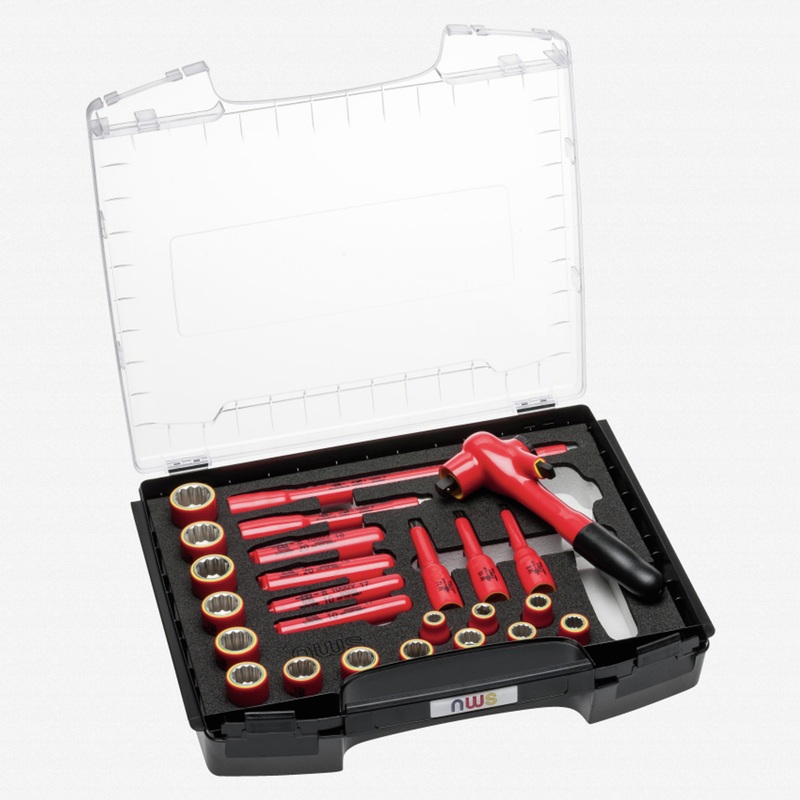 NWS Insulated 1000V Ratchet and Metric Socket Set, 3/8" Drive, 26 Pieces