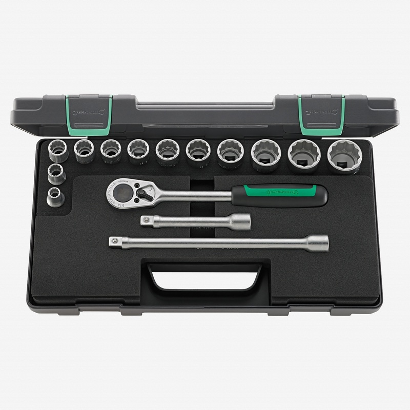 Stahlwille 50/12/3 Socket Set, 1/2" Drive, Metric, 12-Point, 15 Pieces