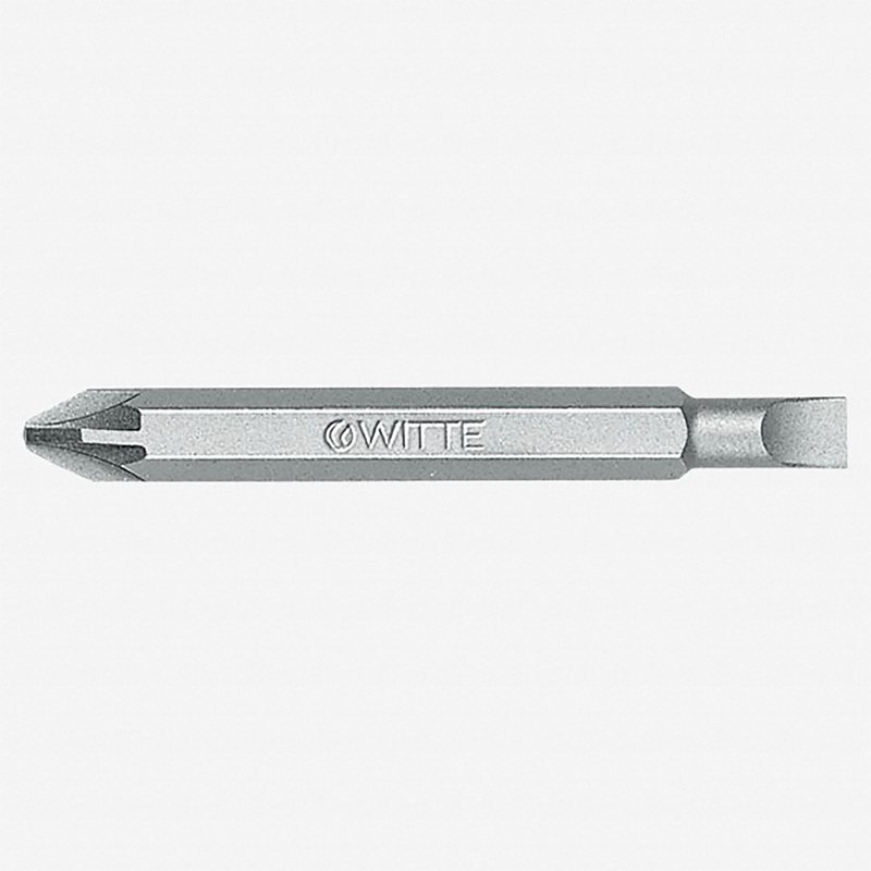 Witte Pro Double-ended Slotted/Pozidriv Bit, #1 + 0.6 x 4.5 x 60mm