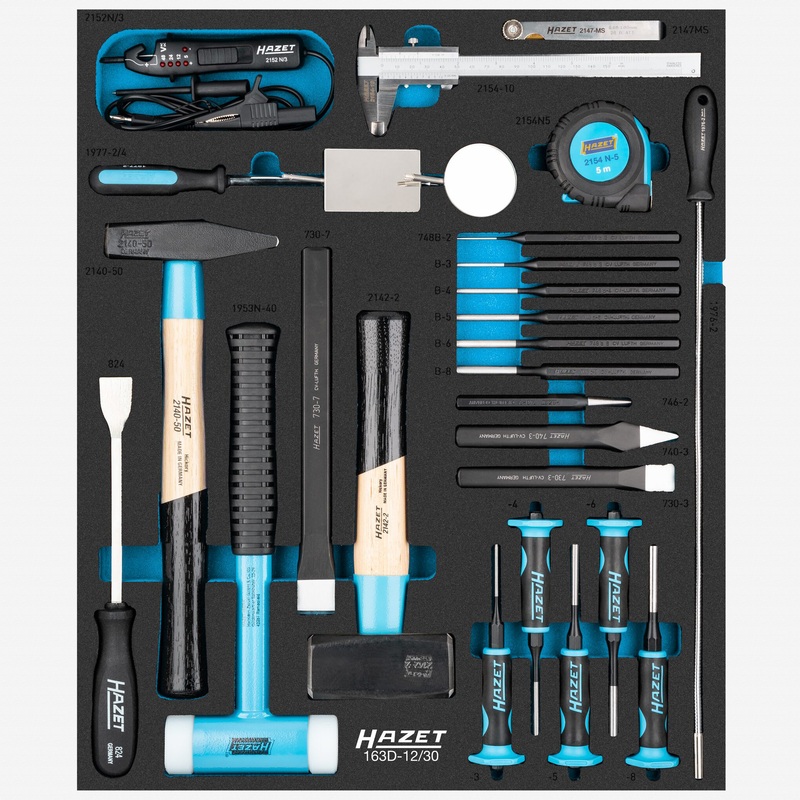 Hazet 163D-12/30 Hammer and Punch Set in Foam Tray, 30 Pieces
