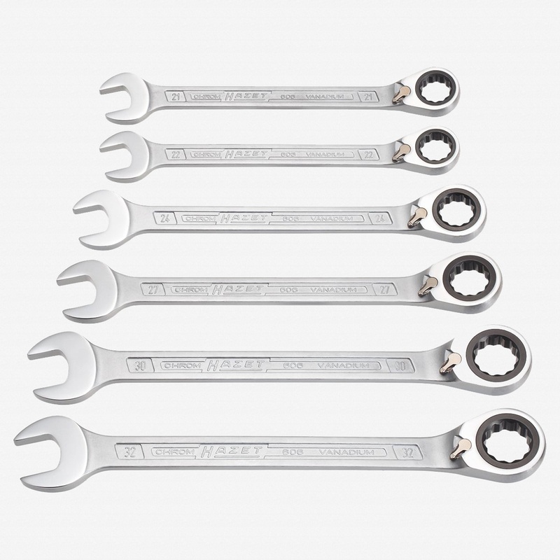 Hazet 606/6-1 Ratcheting combination wrench set 6 pc metric 21-32mm