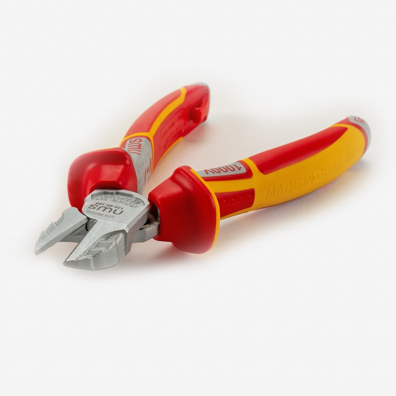 NWS 6.25" Side Cutter VDE - Matte Chromium - SoftGripp, Tethered Attachment