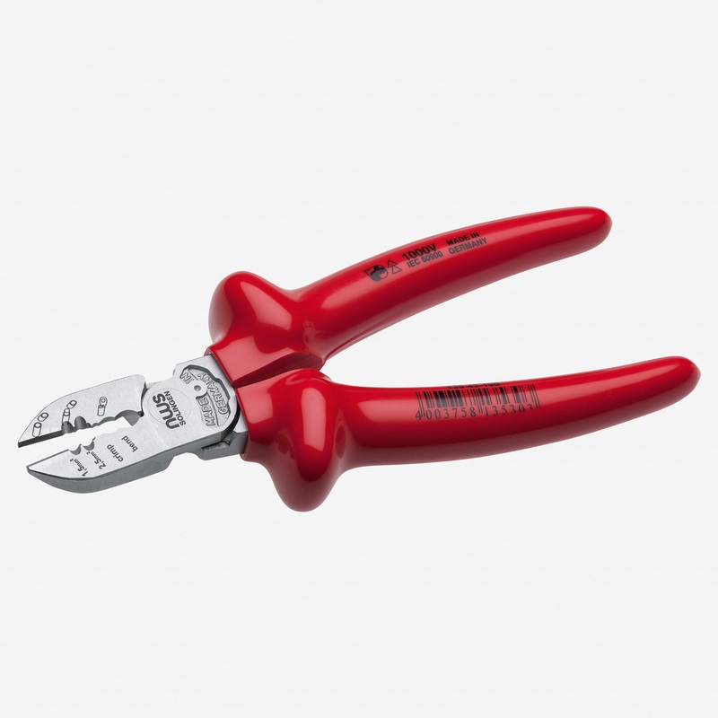 NWS 7.5" Electrician's Side Cutter 1000V  - Matte Chromium - Plastic Grip