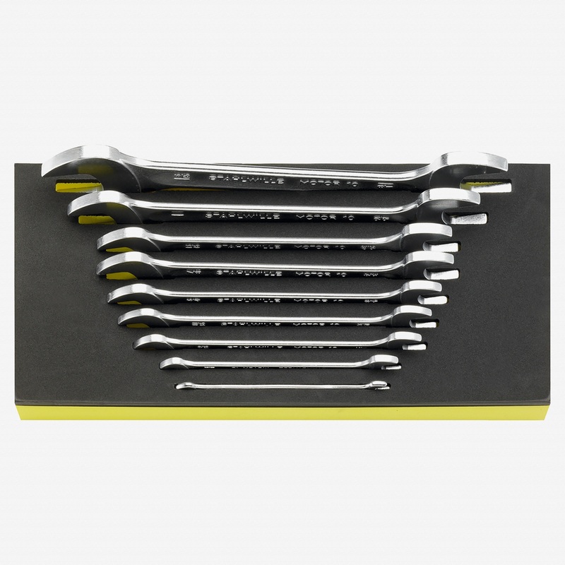 Stahlwille TCS 10a/9 MOTOR Double Open-ended SAE Spanner Set in TCS Inlay, 9 Pieces, 1/4" - 1 5/16"