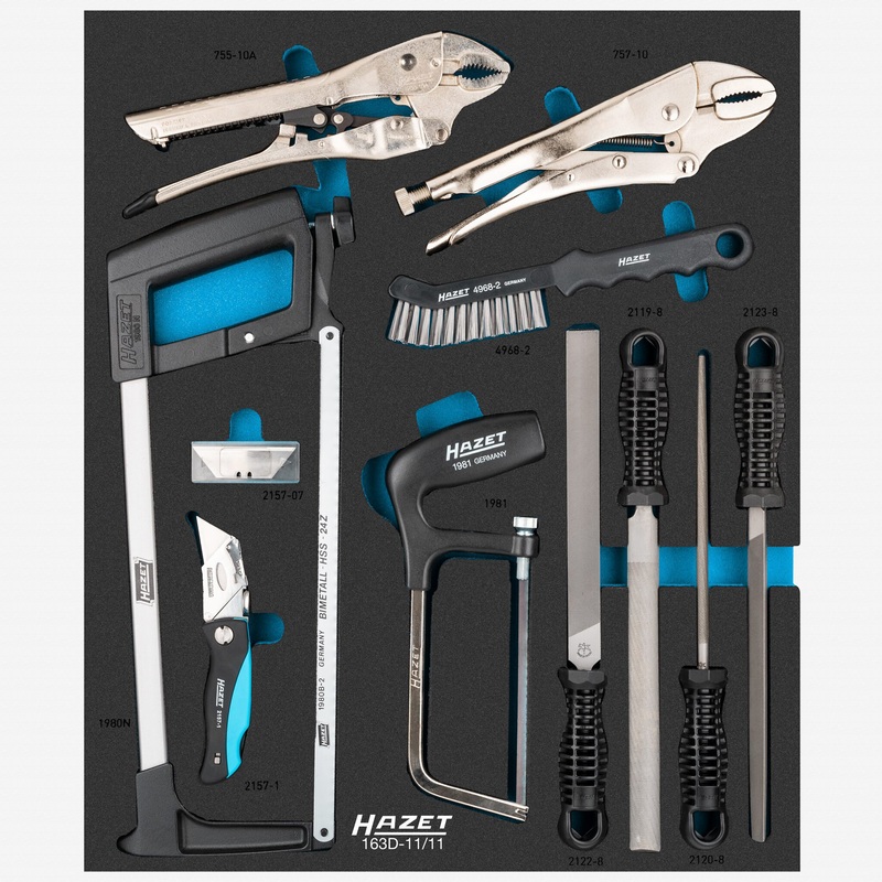 Hazet 163D-11/11 Metalworking Set in Foam Tray, 11 Pieces