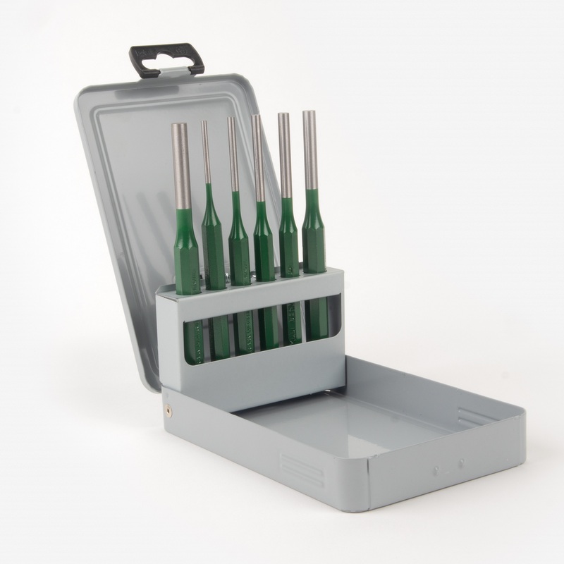 Heyco Parallel Pin Punch Set, 6 Pieces in Metal Case
