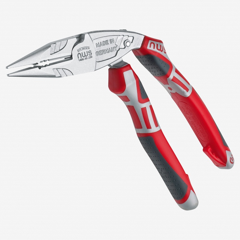 NWS 1406-49-200 8" Ergonomic Electrician's Pliers ErgoMulti - Matte Chromium - SoftGripp, Tethered Attachment
