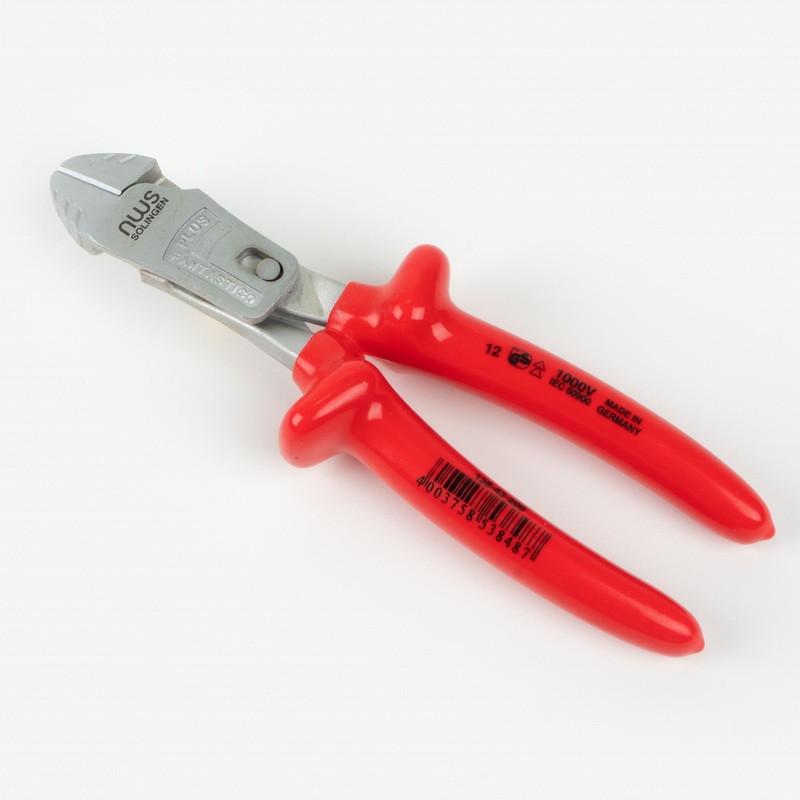 NWS 8" Heavy Duty Lever Side Cutter FantasticoPlus 1000V - Matte Chromium - Plastic Grip