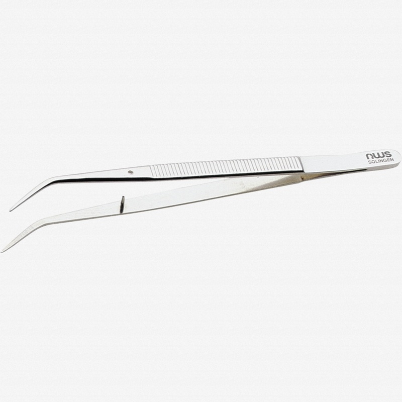 NWS Angled Precision Tweezer, Nickel-plated, 6.3"