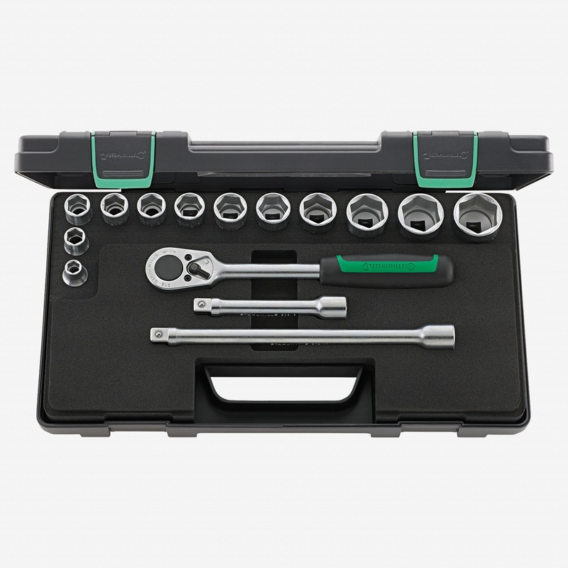 Stahlwille 52/12/3 Socket Set, 1/2" Drive, Metric, 6-Point, 15 Pieces