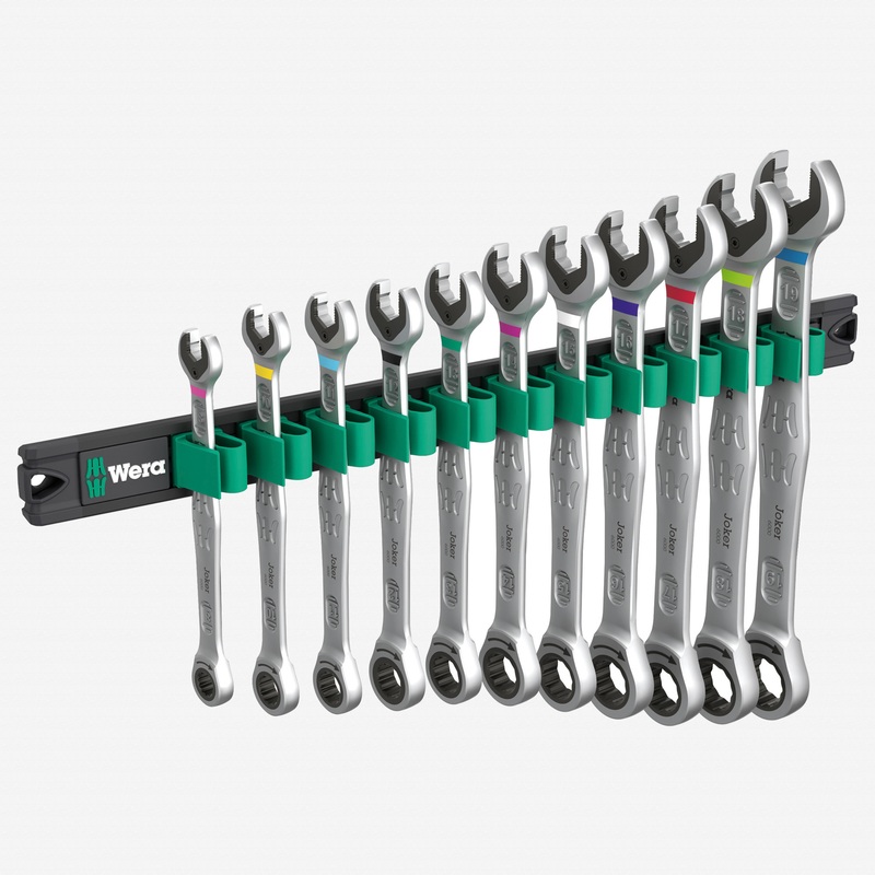Wera 020014 9630 Magnetic Rail 6000 Joker 1 Ring Ratchet Spanner Set, Metric, 11 Pieces