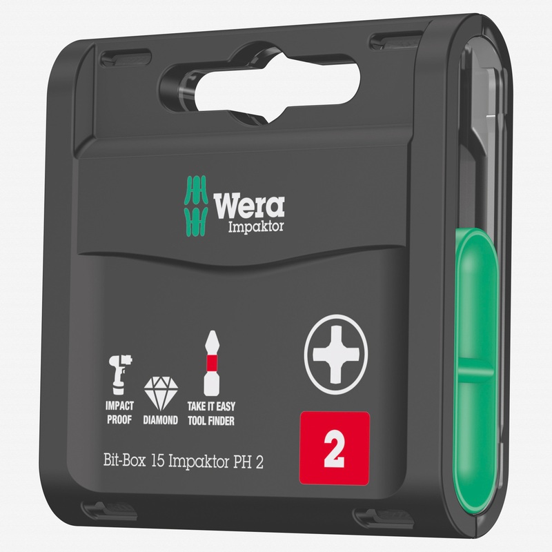 Wera 057752 Bit-Box 15 Impaktor PH Phillips #2