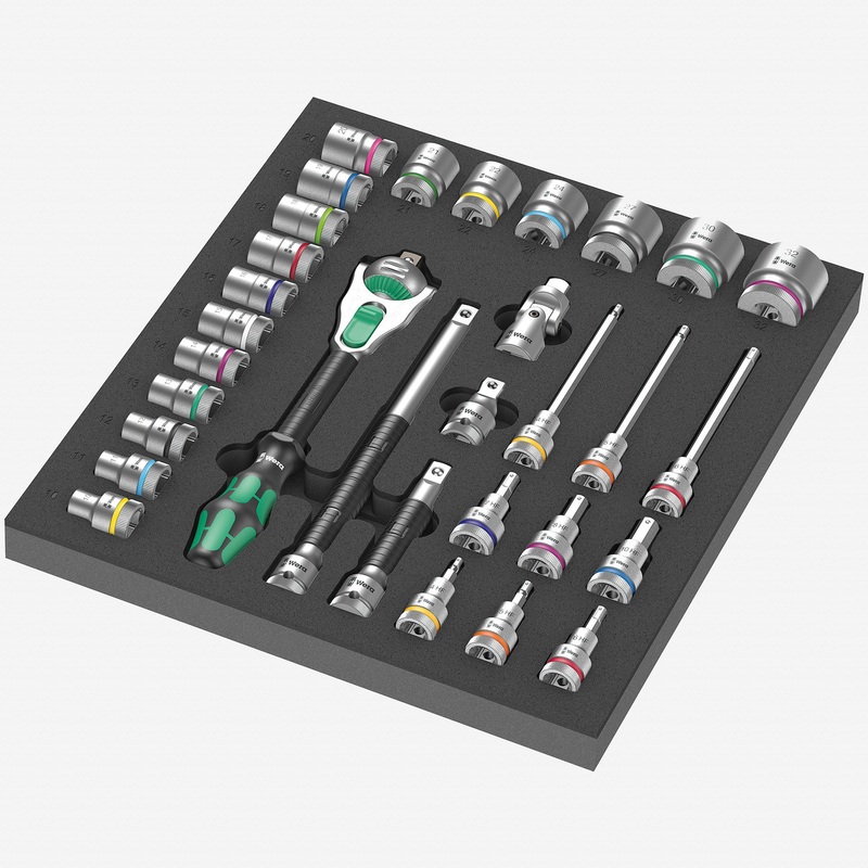 Wera 150112 Foam Insert 8000 C Zyklop 1/2" Ratchet Set 1, 31 Pieces