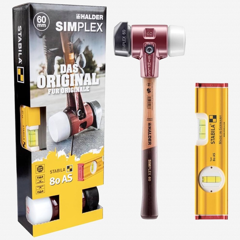 Halder Bonus Box Set SIMPLEX Stand-Up Mallet x Stabila 80 AS 8" Level Set, 2 Pieces