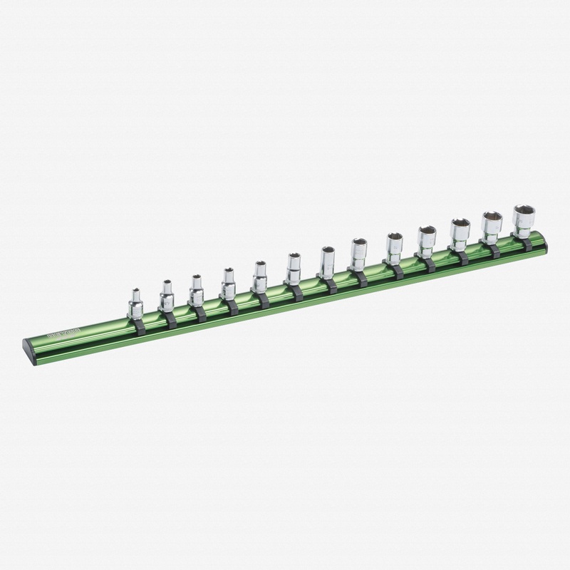 Heyco Metric Socket Set on Aluminum Rail - 1/4" Drive, 13 Pieces